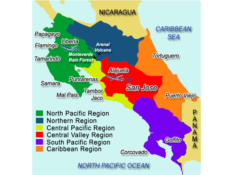 Carte du Costa Rica