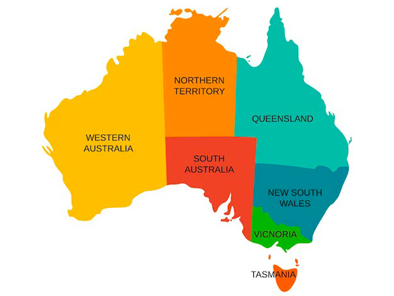 Carte de l'Australie et de ses régions